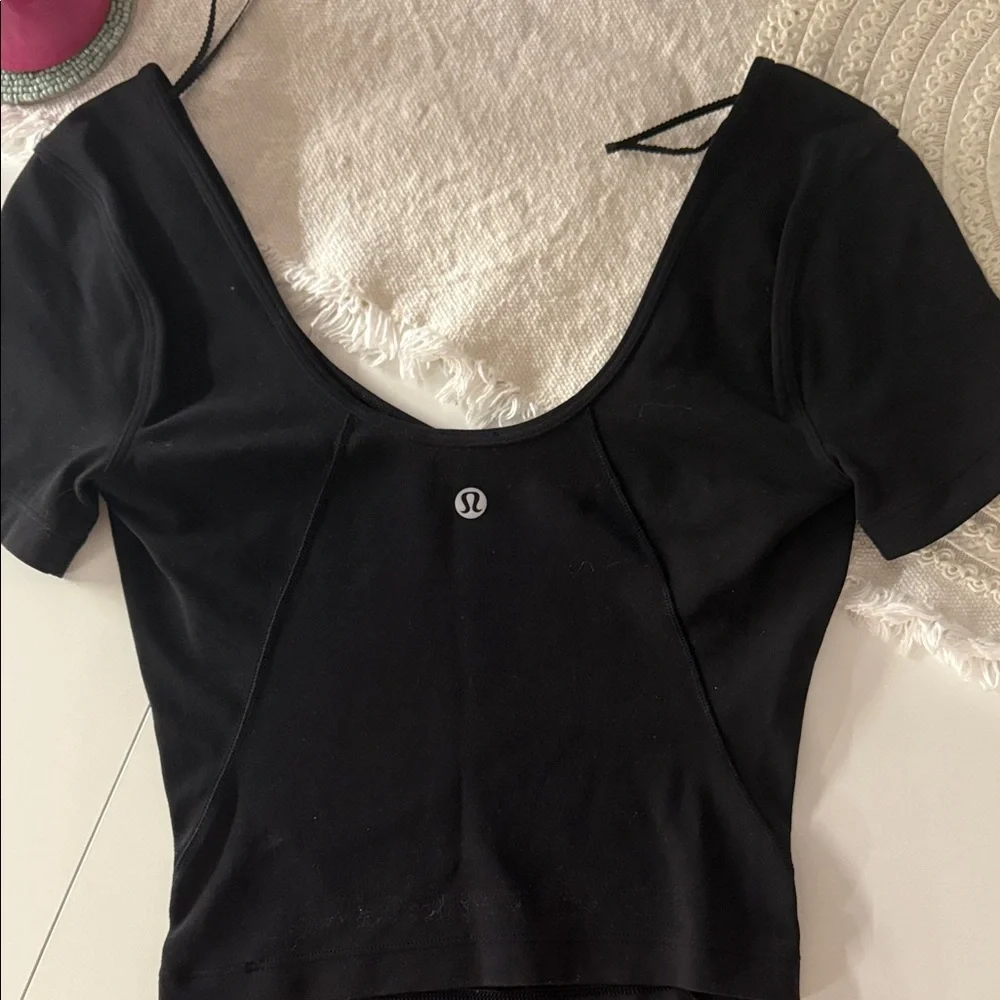 Lululemon Athletica Black V neck align top - Picture 3 of 4